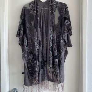 Windsor gray beautiful lacy kimono with tassels